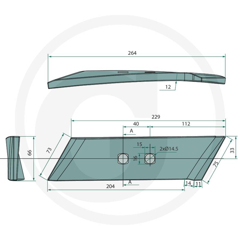 Špica za plug desna Kverneland,Pottinger