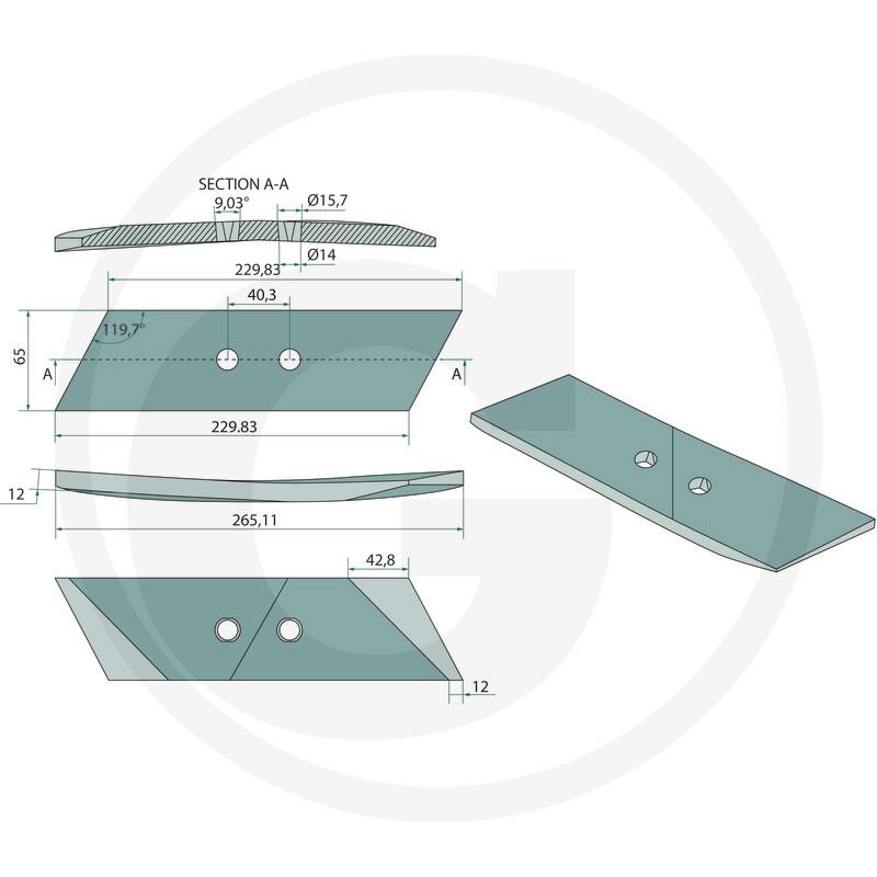 Špica za plug leva Kverneland, Pottinger